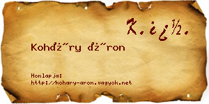 Koháry Áron névjegykártya